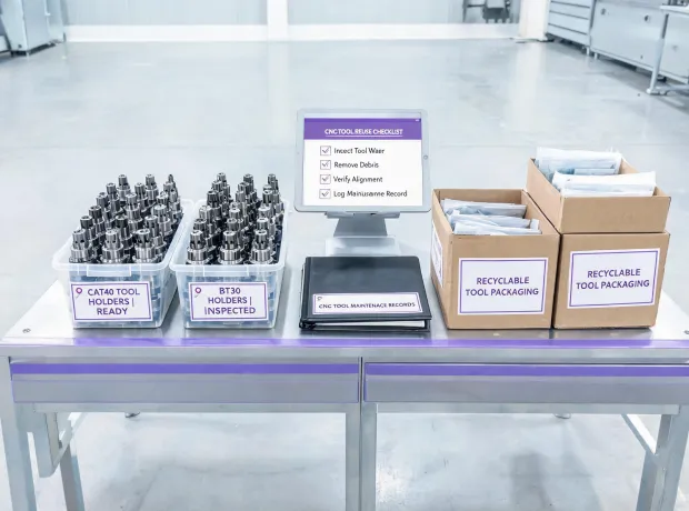 Organized CNC tooling reuse and documentation station