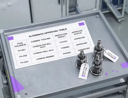 Tool holder alternate approval table